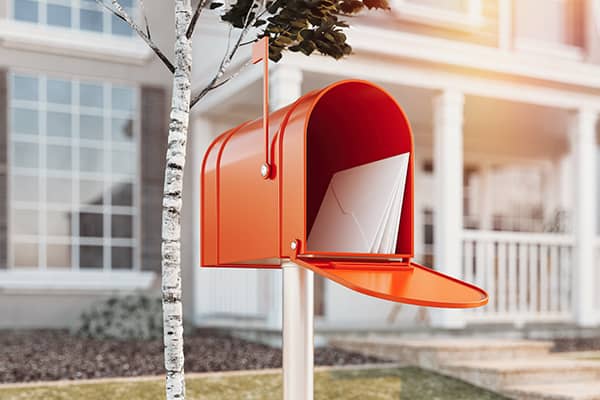 Postbox with a mail inside