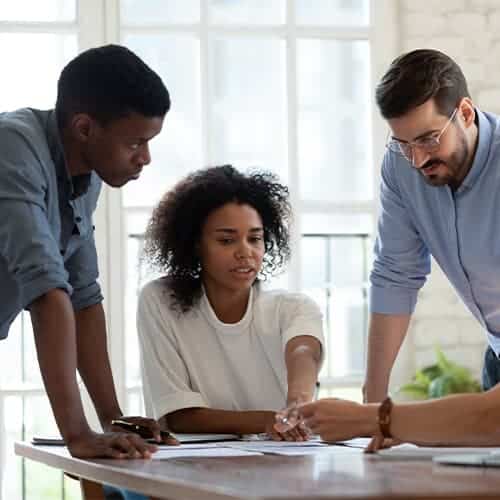 Business professionals working in an office